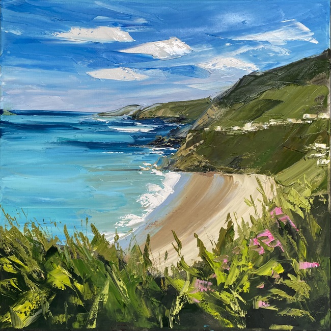 Lara Smith artist, Tresaith Beach, oil painting